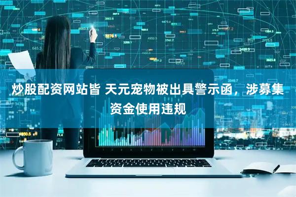炒股配资网站皆 天元宠物被出具警示函，涉募集资金使用违规